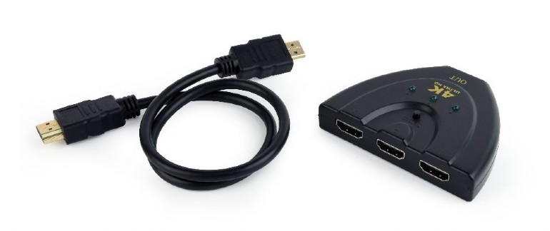 Перемикач HDMI-інтерфейсу Cablexpert HDMI - 3хHDMI V 1.4 (M/F), 0.5 м, чорний (DSW-HDMI-35) блістер